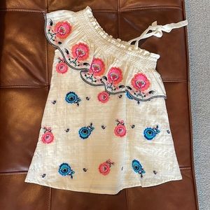 Anthro plenty by tracy Reece embroidered one shoulder dress